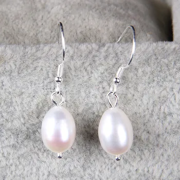 

Wholesale 925 Silver Natural Pearl Beads Earrings Original Simple Bead Handmade Luck Gift Women Fine Jade Stone Jewelry