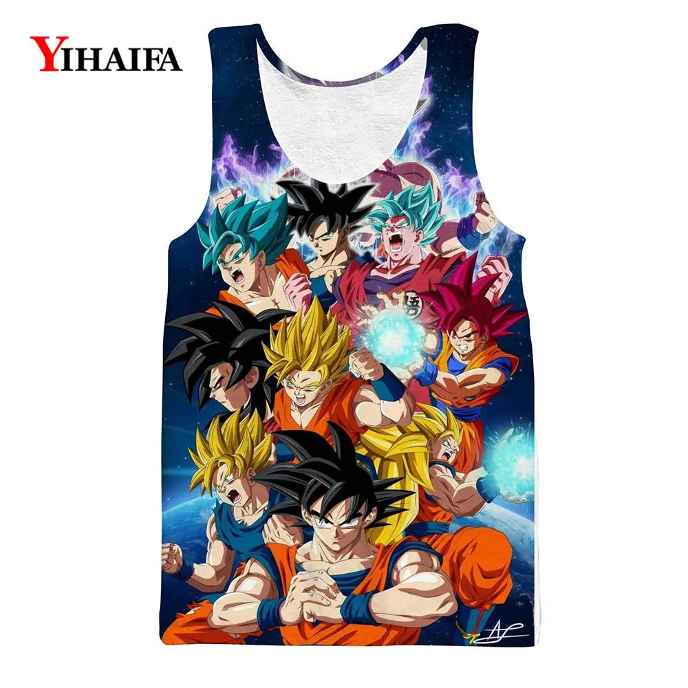 

Mens Tank Top Slim Fit Vest 3D Print Dragon Ball Z Vegeta Goku Super Saiyan Cartoon Sleeveless Shirts Anime Tank Tops
