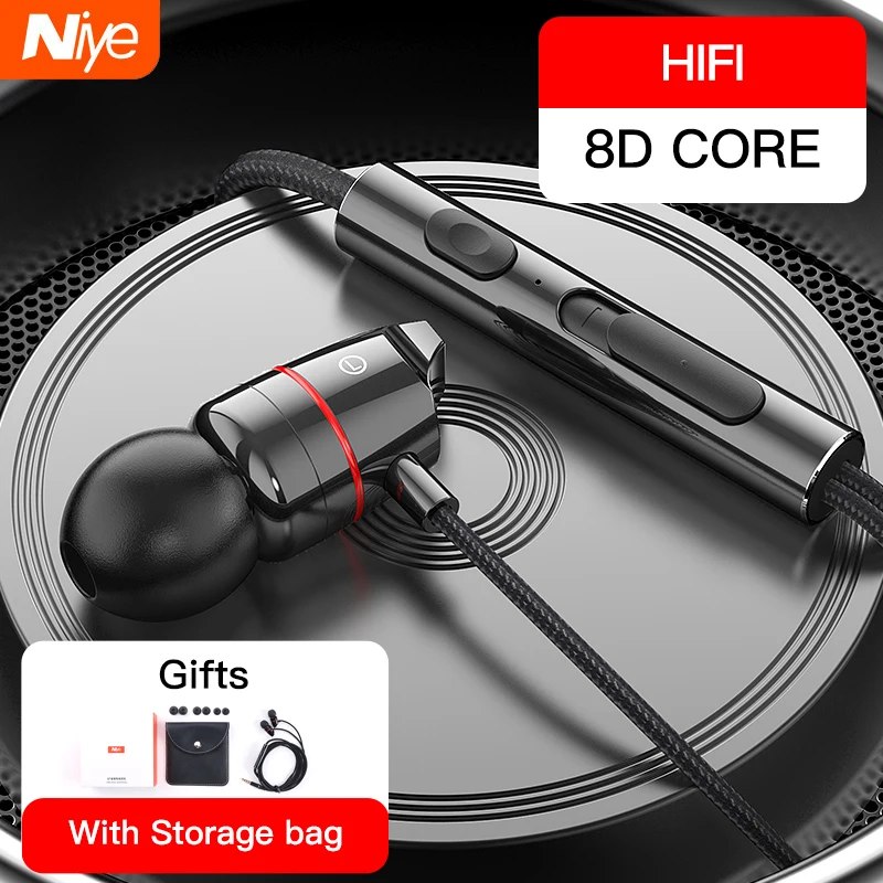 8D Stereo Bass Kopfhörer In-Ohr 3,5 MM Verdrahtete Kopfhörer Ohrhörer Metall HIFI Ohrhörer mit Mikrofon Für iPhone Xiaomi huawei Redmi