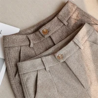 Woolen Pants Women S Harem Pencil Pants 2024 Autumn Winter High Waisted Casual Suit Pants Office.jpg
