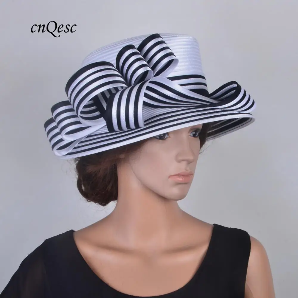 Beige navy blue satin hat dress hat for 