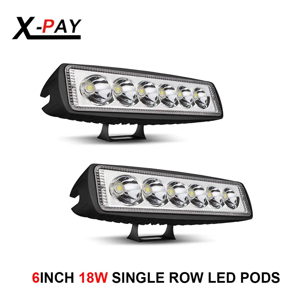 

2PCS 18W 6 Inch Spot LED Work Light Pods Single Row Off Road Led Light Driving Light Fog Light Boat Light Waterproof SUV ATV 4WD