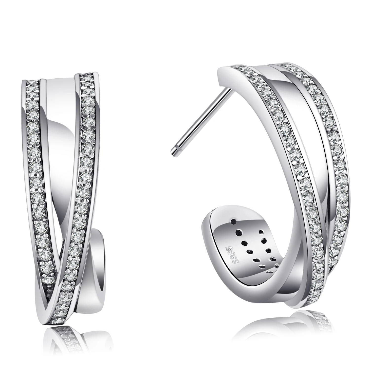 Jewelrypalace стерлингового серебра 925 вечность вмешался линии открытым ветер украшения для Для женщин Распродажа серьги