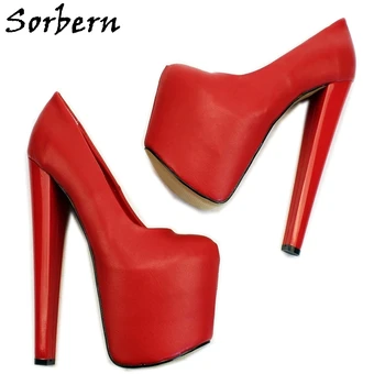 

Sorbern 19 Cm Red High Heel Platform Shoes Patent Block Heels Slip On Female Shoes Thick Platform Big Sizes 15 Custom Colors