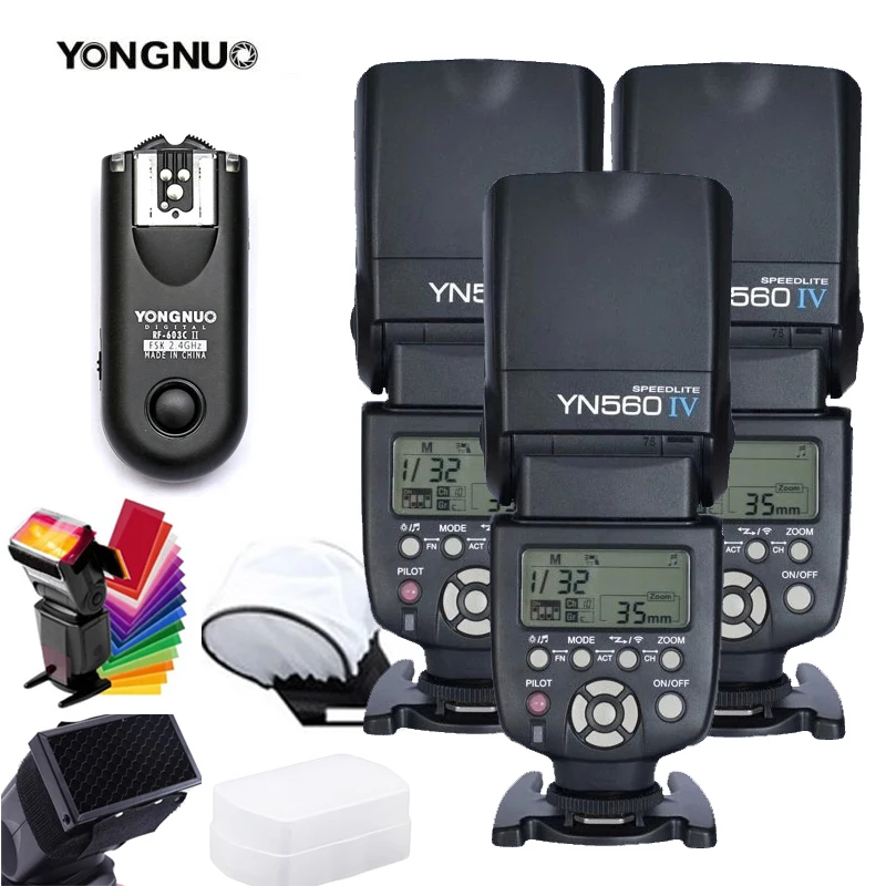 YongNuo YN 560IV YN 560 IV YN 560 Вспышка Speedlite для Canon Nikon Olympus Pentax с YongNuo RF603 II беспроводной триггер вспышки - Цвет: 3x560iv with Trigger