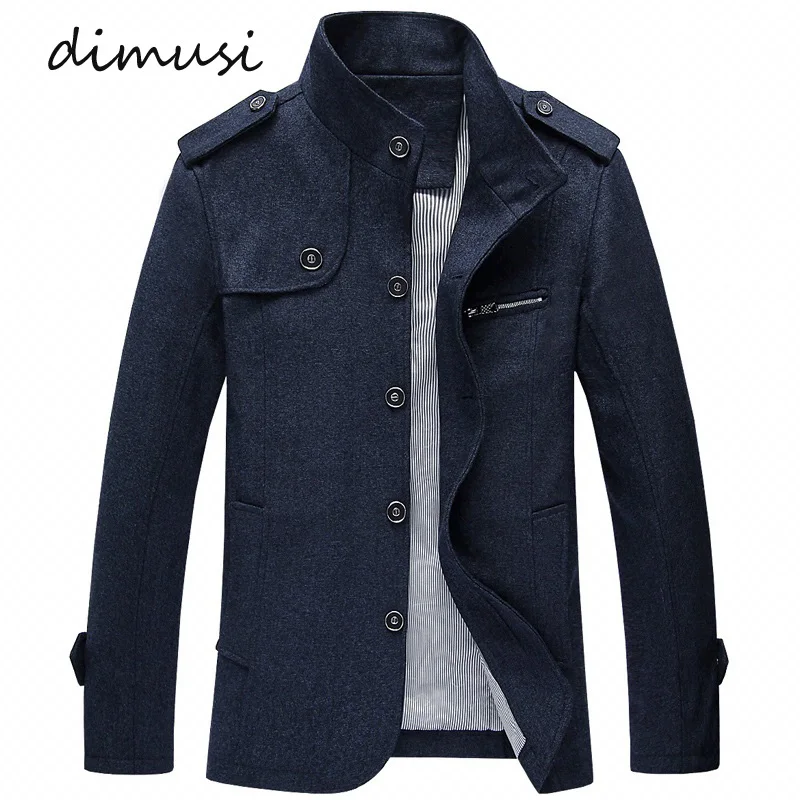 

DIMUSI Autumn Winter Mens Woolen Jackets Casual Men Stand Collar Slim Jacket Outwear Mens Windbreaker Jackets Clothing 4XL
