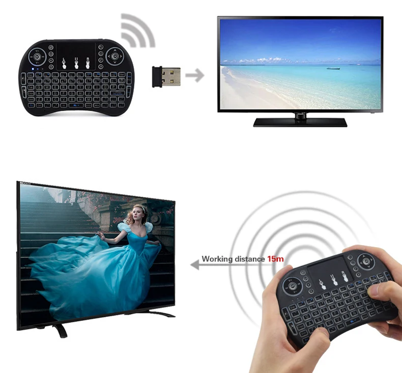 I8 Мини Беспроводная клавиатура 2,4 ГГц+ Воздушная мышь+ тачпад для Android tv box/smart tv/ноутбука