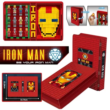 

350pcs Ironman Book Building Blocks Lepining Iron Man Marvel Avengers Super Wars Heroes Model Toy Boy Gifts For Children