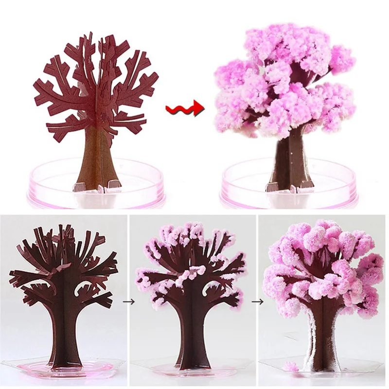 

Magic Toys For Children Pink Cherry Blossom Tree Paper Flower Magic Tree Creative Gift Colorful Magical Growing Tree Toy Craft