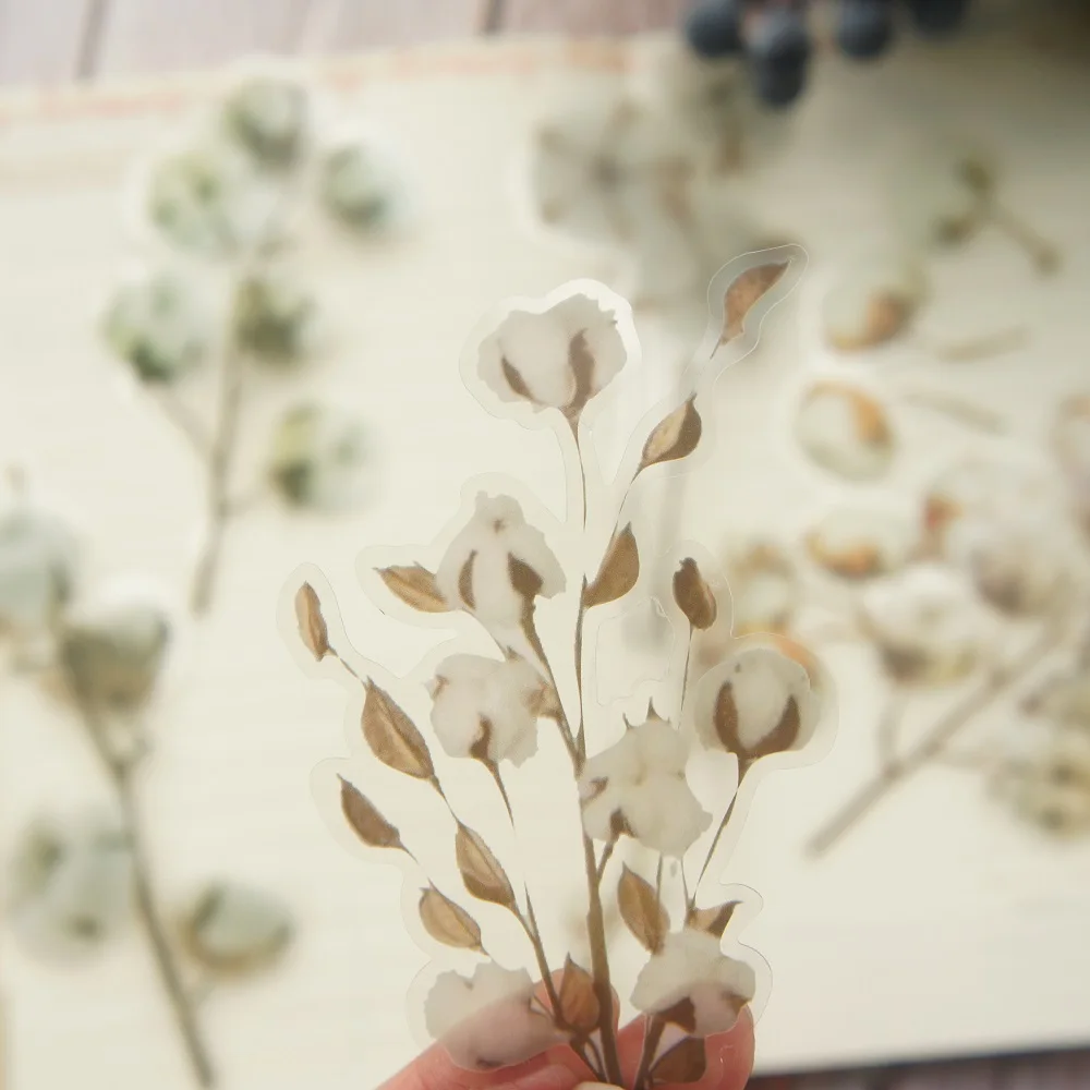 

18pcs Natural Air-dried Cotton Style PE Sticker Scrapbooking DIY Gift Packing Label Decoration Tag
