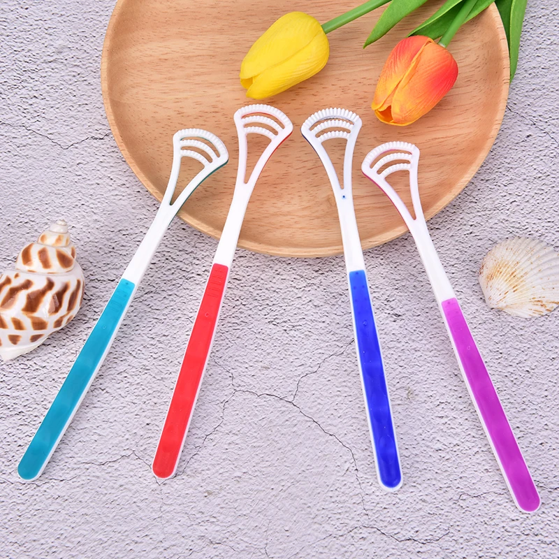 Mouth Tongue Cleaning Brush Fresh Breath Maker Hygiene Car Teeth Tool Random Colors Tongue Cleaner Scraper Oral Tongue Brush