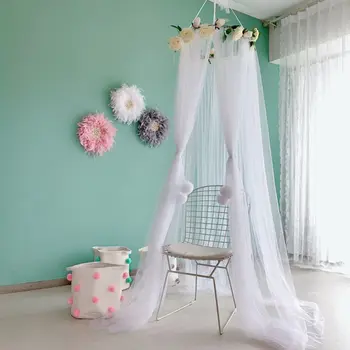 

Baby Bed Mosquito Mesh Kids Bedding Round Dome Hanging Bedcover Canopy Curtain Tent Home Decoration