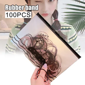

100Pcs Elastic Hair Tie Plain No Crease Hair Ties Ponytail Holder for Women Girls LDO99