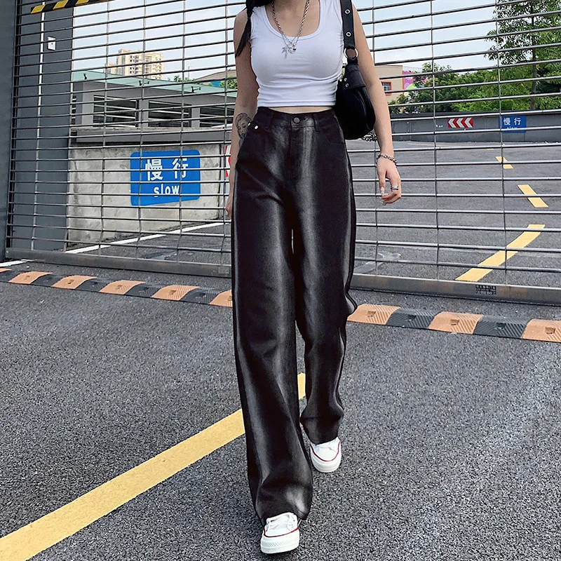 

HOUZHOU Jeans Woman Tie Dye Pants for Women Loose Straight Washed Jeans Mujer Streetwear High Waist Slim Black Jeans Woman