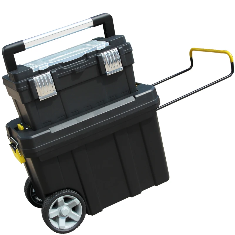 

Multifunctional Trolley Toolbox Household PP Plastic Double-layer Movable Toolbox Large Plastic Toolbox Thickened Belt Wheel XA