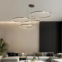 2023 Modern Led Chandelier Home Lighting Brushed Rings Ceiling Mounted Chandelier Lighting Hanging Lamp Gold&Coffee color 6