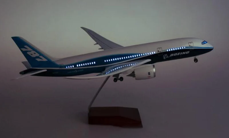 1/130 масштаб 47 см самолет Boeing B787 модель игрушки Dreamliner авиационная база с колесо с подсветкой литая под давлением пластиковая Смола Сплав самолет