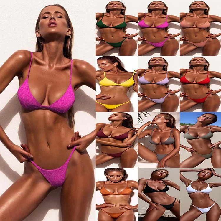 

12 Colors Solid Sexy Bikini Push Up Set Two Piece Swimsuit Bikinis Women Swimwear Swimming Suit Female Beach Wear Bathing Suits
