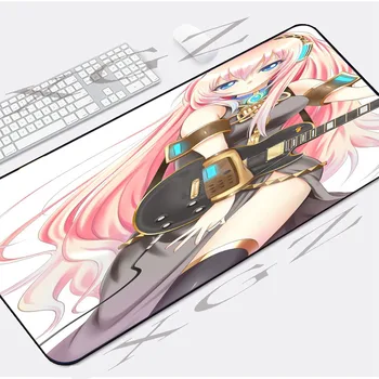 

XGZ Anime Guitar Girl Game Player Large Mouse Pad Black Lock-edge Home Computer Desk Mat Rubber Non-slip XXL for Csgo DOTA 2