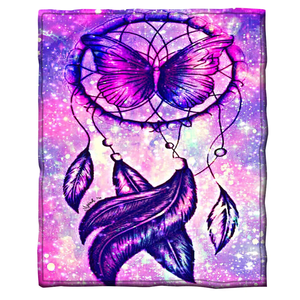 ONGLYP Galaxy Dreamcatcher Soft Flannel Blanket for Sofa Couch Bed Plush Cozy Warm Travel Camping TV Blankets Adult and Kids | Дом и сад
