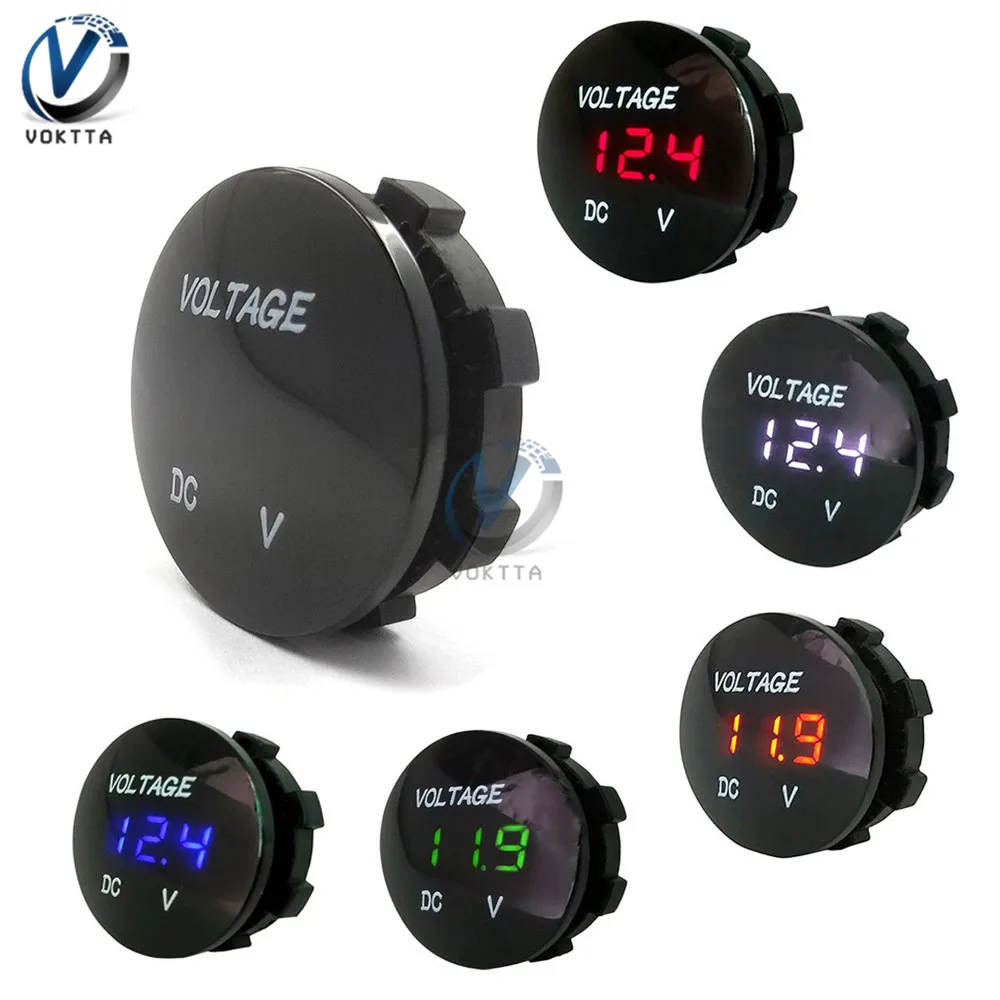 Voltímetro Digital de 3 Bits, Panel LED redondo resistente al agua, Mini medidor de voltaje de voltios Digital, voltímetro de pantalla de Monitor, CC de 5V-48V