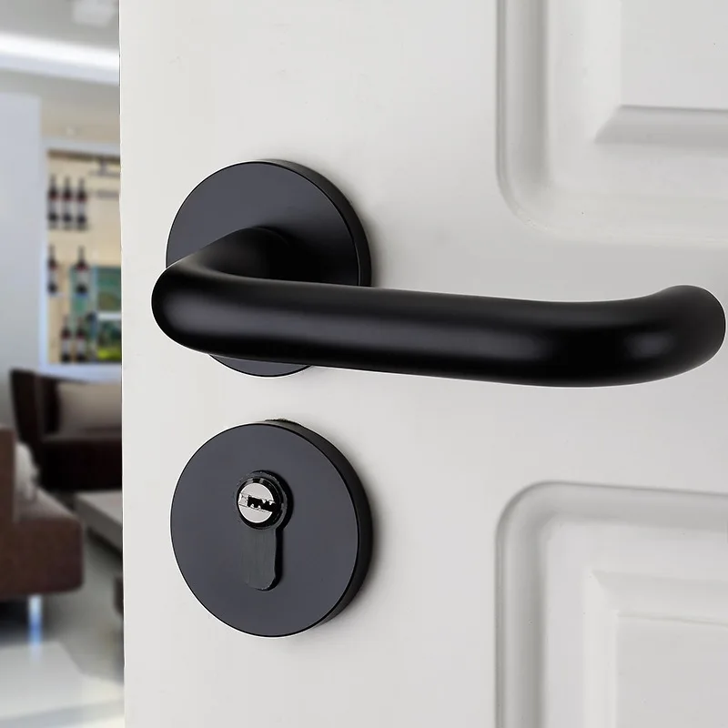 

Alumimum Black And White with Pattern Door Lock European Style Handle Lock Big Knob Mechanical Door Lock Split Lock Hardware Acc
