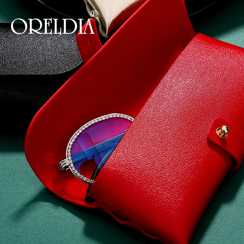 Oreldia, модные солнцезащитные очки, кожаный чехол, сумка, коробка для женщин, с роскошным бриллиантом, овальная, прозрачная оправа для очков, мужские очки, Gafas De Sol