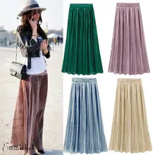 Новые женские длинные плиссированные юбки эластичные с высокой талией двухслойные шифоновые юбки 3FS