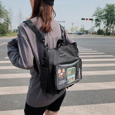 2020 new female bag college style single shoulder diagonal bag multifunction large capacity student school bag canvas backpack