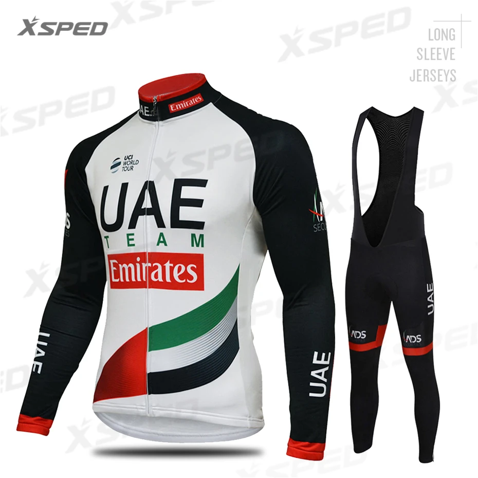 Одежда для велоспорта с длинным рукавом, Джерси, набор ОАЭ Pro Team Emirates, Мужская гоночная форма, MTB триатлон, облегающий костюм, дышащая одежда, быстросохнущая