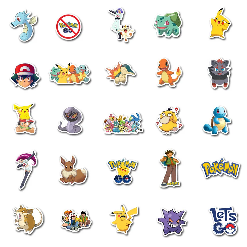 50 шт. различные Pokemons наклейки s для багажа Скейтборд телефон ноутбук мото велосипедный настенный гитарная наклейка DIY водонепроницаемый стикер