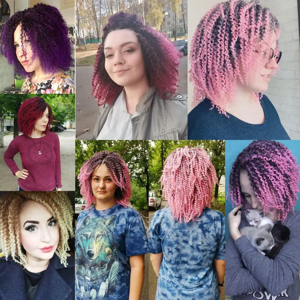 DAIRESS 8 &quotкороткие Marlybob крючком плетеные волосы 3 пряди/лот афро кудрявые