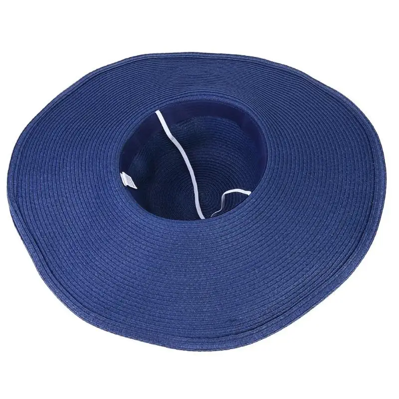 Women Straw Knitted Hat Summer Sun Protection Wide Brim Bucket Cap Women Girl Beach Foldable Visor Panama Hat Dropshipping
