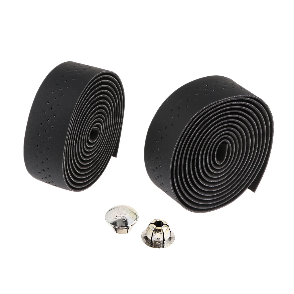 Double Fixed Cog Bicycle Handlebar Grip Tape Soft Cork Bike Cycling Accessories with Bar Plugs- Sweat Absorption