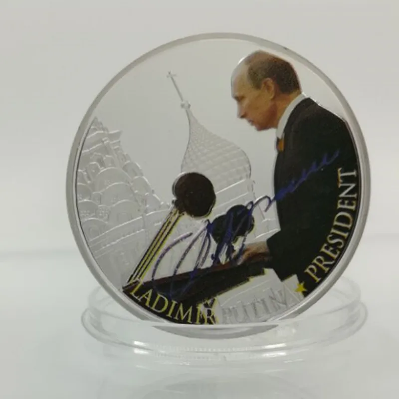 5 pcs Putin coin The president of Russia hero strong man silver plated badge 40 mm souvenir collectible metal coin