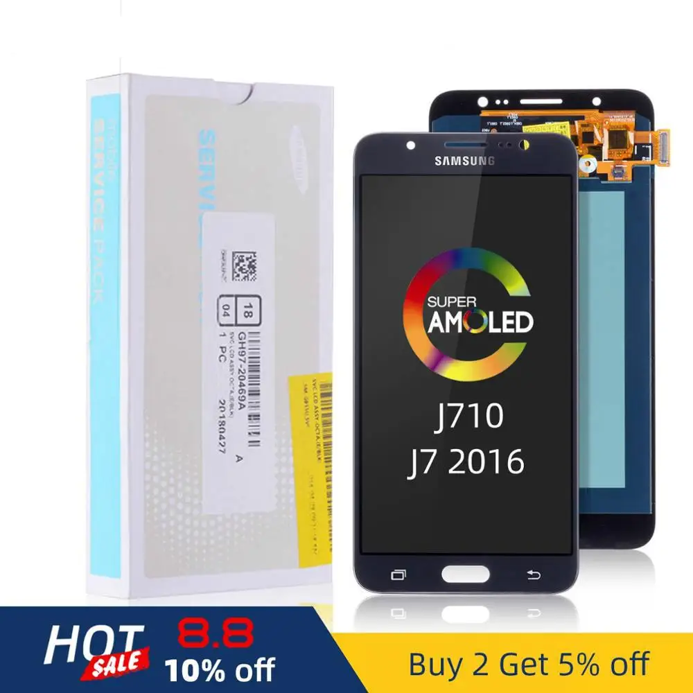5 ''AMOLED Оригинальный ЖК дисплей для SAMSUNG Galaxy J7 2016 сенсорный экран с рамкой J710 J710F