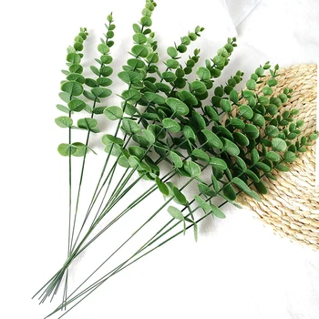 

30pcs Artificial Eucalyptus Plants Plastic Green Red Fake Eucalyptus for Flower Arrangement Wedding Road Garland Home Decor
