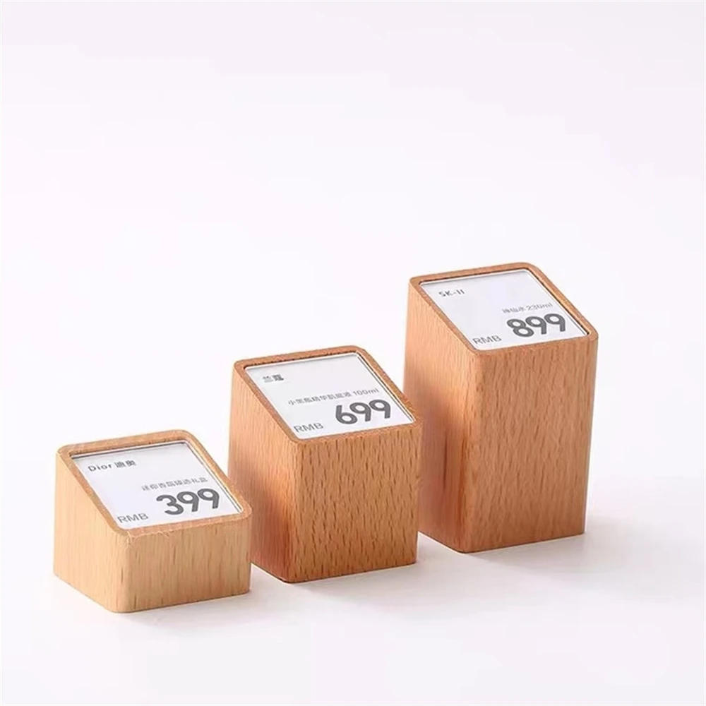 Mini Sign Display Holder Metal Wood Acrylic Price Name Card Tag Label Retail Store Counter Top Shelf Stand Case 1pcs 35x35mm retail mini price label holder merchandise acrylic sign holder price card tag label counter top display stand