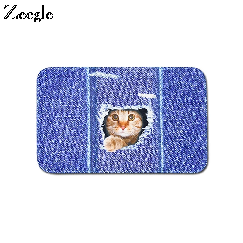 Best Zeegle Cat Printed Doormat Floor Mat Home Entrance Rug Welcome Carpet Living Room Decoration Foot Mat Anti slip Bedroom Area Rug