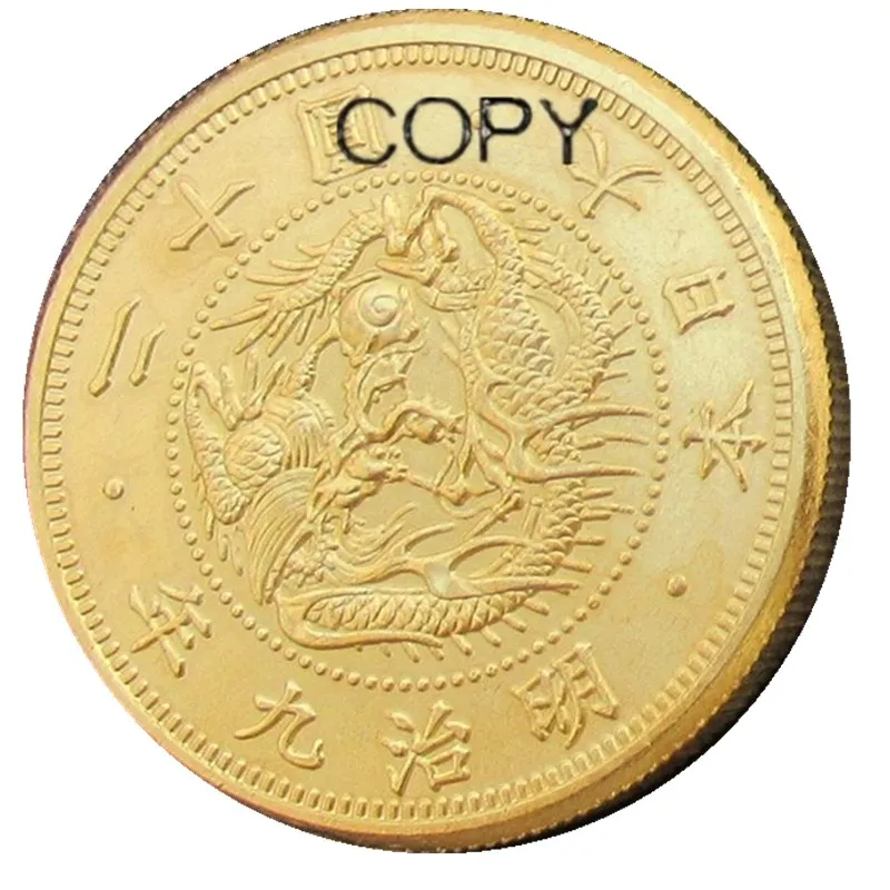 JP(21)Japan 20 Yen Gold-Plated Asian Meiji 9 Year Copy Coin | Дом и сад