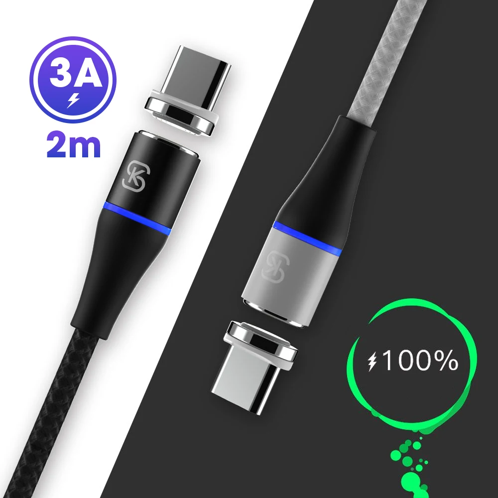 Магнитный кабель SIKAI 1,5 м 2 м USB C Micro usb type C для быстрой зарядки Micro usb type-C магнитное зарядное устройство для iPhone 11 Pro X Xs MAX XR