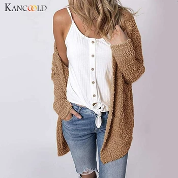 

KANCOOLD coats TEDDY LAZY Women Fleece Long Sleeve Open Front Woolen Sweater Cardigan fashion coats and jackets women 2019Sep20