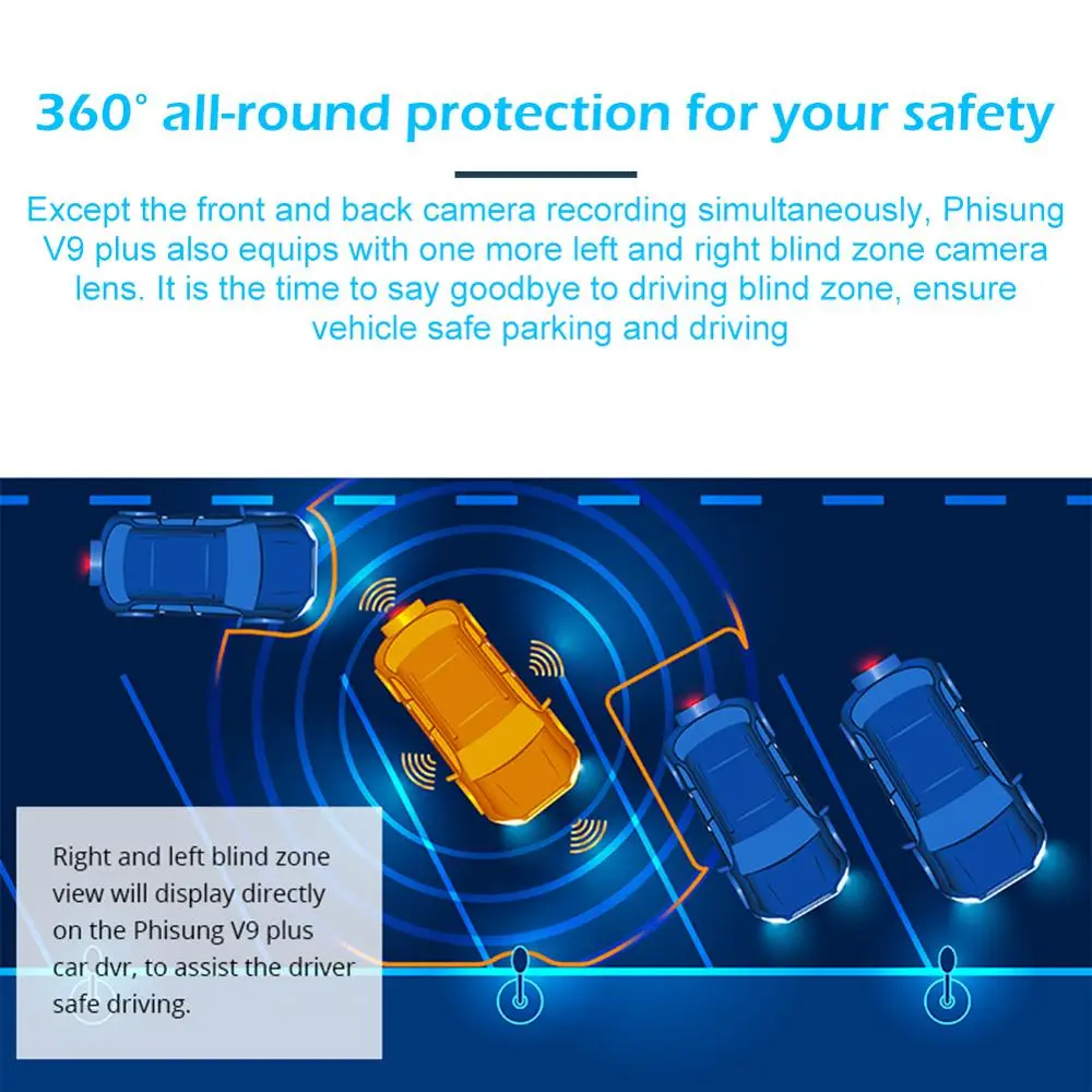 Phisung V9 Plus 4G wifi Потоковое зеркало gps Четыре объектива Автомобильный видеорегистратор заднего вида FHD 1080P зеркальная камера видеорегистратор приложение 9,8" сенсорный экран