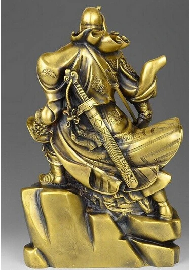 322+++ Чистая медь, Китай Медь с изображением дракона, символ богатства Guan Gong Guan Yu Бог Будда меч статуя