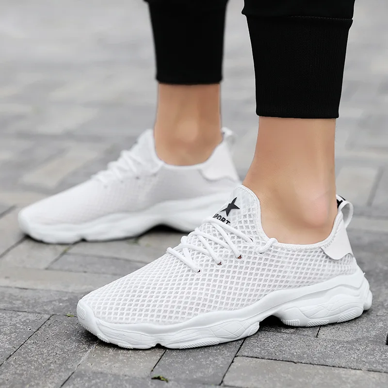 

2019 Spring And Summer New Style Fly Woven Breathable MEN'S SHOES-Style Elevator Shoes Large Size Mesh Shoes Men Sports Footwear