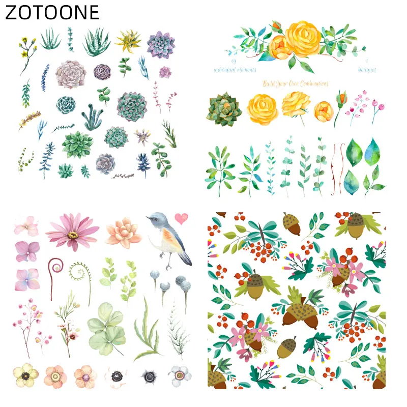 Patches for Clothing Dress Iron on Heat Transfers Applique Diy Flower Animal Set Patch Printed Application Thermo Stickers D | Дом и сад