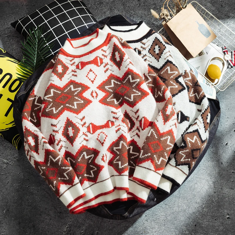 Winter Thick Sweater Men's Warm Fashion Retro Casual Knit Sweater Man Sweter Clothes Wild Loose Long-sleeved Pullover Men Winter Thick Sweater Men's Warm Fashion Retro Casual Knit Sweater Man Sweter Clothes Wild Loose Long-sleeved Pullover Men