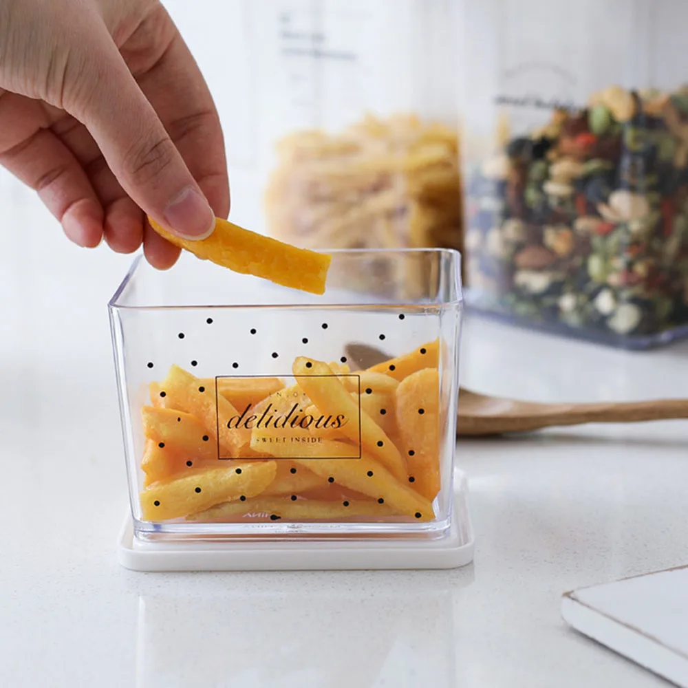Кухонное Хранение продуктов контейнер с крышкой влагостойкий пластиковый ящик для хранения злаков контейнер для закусок герметичный горшок сухой кофе, конфеты баночка