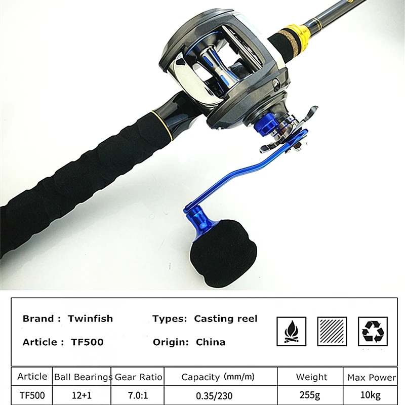 Twinfish TF500 wide body casting reel light weight sea water metal