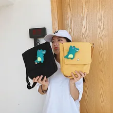 В Корейском стиле милая очаровательная сумка тканевая через плечо Забавный динозавр кукла собака мягкая женская сумка на плечо